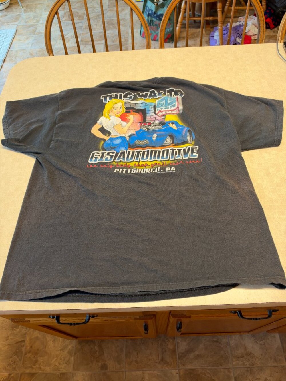 Vintage 2004 GIS Automotive Pin-Up Girl Graphic Hot Rod T-Shirt XL Pittsburgh PA